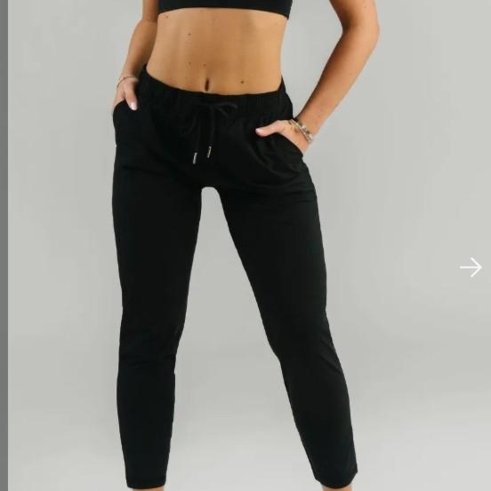 ZYIA Black Everywhere Pants with Elastic Waistband and Drawstring